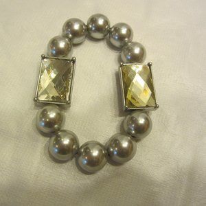 VINTAGE LIA SOPHIA STRETCH BRACELET WITH RECTANGLE CLEAR RHINESTONES